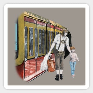 German Elf Train Town Shopping Fantasy Artwork Magnet